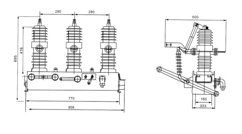 Nouveau disjoncteur ZW7-40.5m extérieur prépayé miniaturisé interrupteur à vide interrupteur à couteau d'isolation