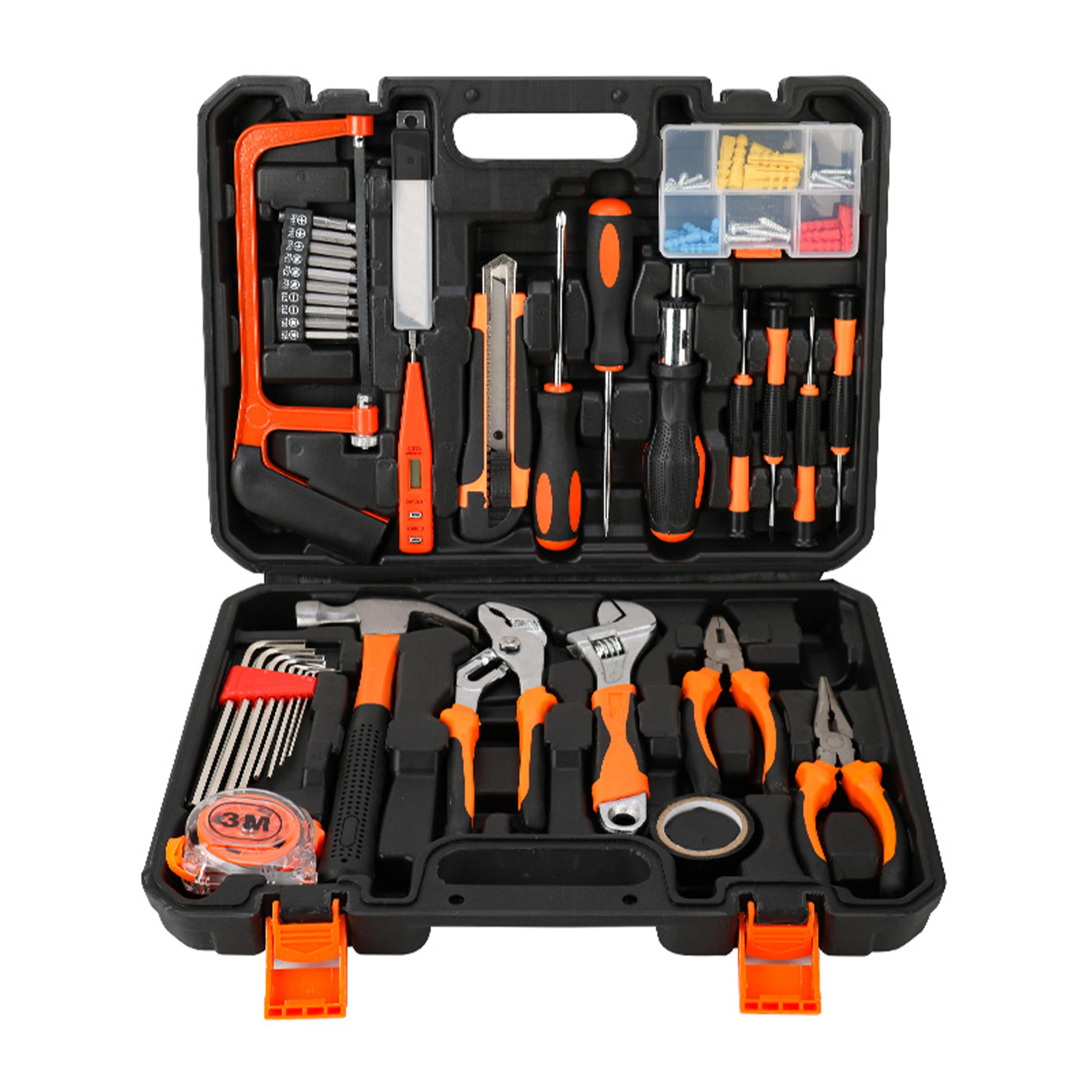 Coffret à outils de quincaillerie, boîte à outils combinée pour la maison avec ensemble d'outils cadeau, collection d'outils de quincaillerie